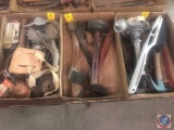 (2) Hatchets, Rubber Mallet, S-Shaped Open Ended Wrench, Pipe Wrenches, Hammers, Gasoline Nozzle,