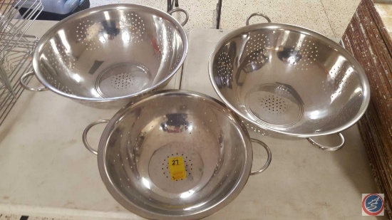 (3) Stainless Steel 2-Handle Commercial Sieve Strainers