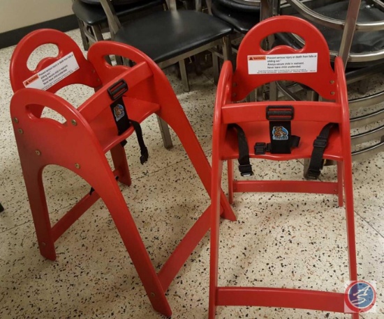 (2) Red Koala Kare Stackable Toddler Child High Chairs w/ Safety Straps