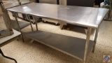 Advance Tabco TT-306 Stainless Steel NSF Table w/ Galvanized Bottom Shelf and Commercial Can Opener