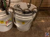 Ladles of Assorted Sizes and (3) 5 Gallon Buckets
