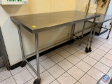 Stainless Steel Prep Table on Casters Measuring 72