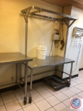 Stainless Steel Prep Table with Pots and Pans Rack Measuring 60