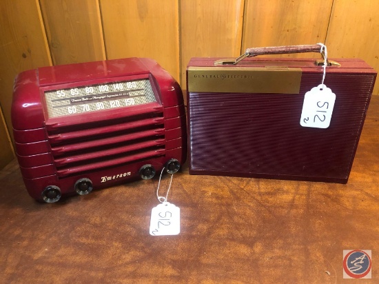Emerson Vintage Portable Tube Radio Model No. 515 and General Electric AM Radio Model No. 145