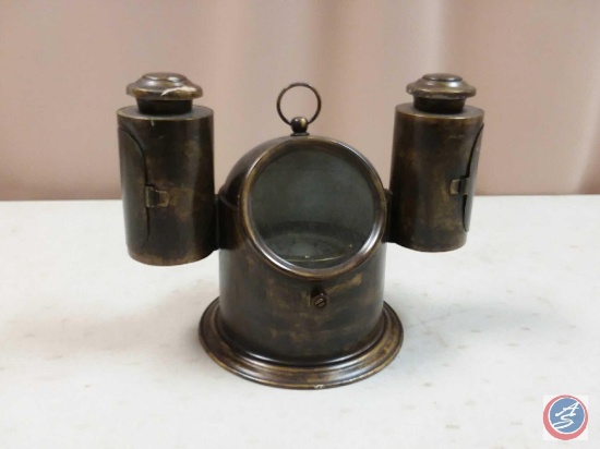 Antique Brass Dual Oil Lantern Nautical Compass