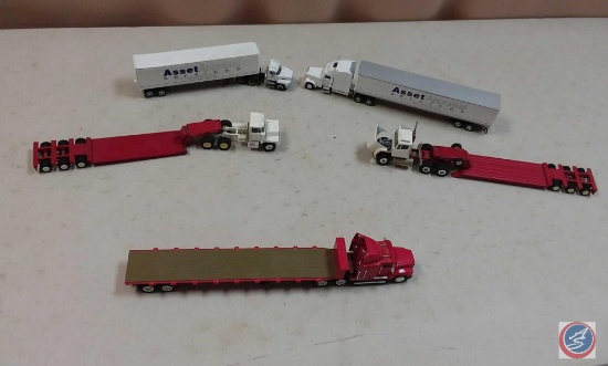 (5) Die Cast Tractor Trailer Scale Models