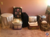 Side Table, Picture Frames New in Package, Queen Size Down Comforter New In Package, Queen Bed