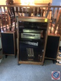 {{4X$BID}}Sullivan Stereo Cabinet with Glass Door and Three Shelves Containing Sony 5 CD Exchange