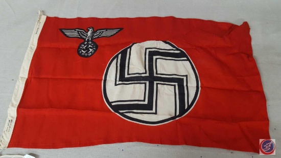 German WWII Government State Service Swastika Flag. Measures 34 1/2" wide by 21 1/4" tall. Has a