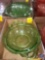 1930-1939 Vintage Jeanette Chery Blossom Green Depression Glassware Including Footed Cake Platter,