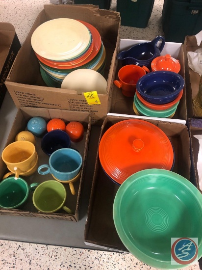 Vintage Homer Laughlin Fiestaware Including (7) Cups [[HANDLE ON ONE CUP IS BROKEN]], (22) Saucers,