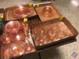 1928-1940 Fostoria Versailles Pink Depression Glassware Including (5) Cups, (5) Saucers, (4) Bread