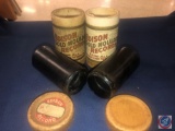 Edison Cylinder Record Titled Comic Song, Harrigan No. 9616 in Edison Gold Molded Records Canister