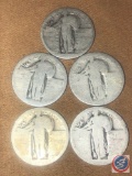 (6) Dateless Standing Liberty Quarters