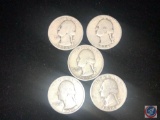 (5) 1934 Philadelphia Mint Washington Quarters