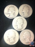 (5) 1935 Philadelphia Mint Washington Quarters