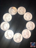 (1) 1940 San Francisco Mint Washington Quarter, (1) 1940 Denver Mint Washington Quarter and (7) 1940