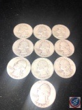 (1) 1943 Denver Mint Washington Quarters, (4) 1943 San Francisco Mint Washington Quarters and (5)