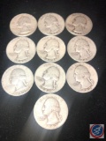 (1) 1943 Denver Mint Washington Quarters and (9) 1943 Philadelphia Mint Washington Quarters