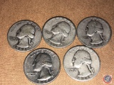 (1) 1942 Denver Mint Washington Quarter, (2) 1944 Philadelphia Mint Washington Quarter, (1) 1945 San