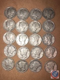 (6) 1940 Denver Mint Mercury Dimes, (1) 1941 Philadelphia Mint Mercury Dimes and (13) 1940