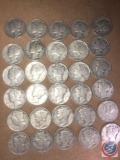 (3) 1945 San Francisco Mint Mercury Dimes, (8) 1945 Denver Mint Mercury Dimes and (20) 1945