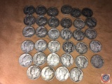 (7) 1944 Denver Mint Mercury Dimes, (2) 1944 San Francisco Mint Mercury Dimes and (25) 1944