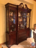 The Palmer Home Collection Lighted 2-Piece Hutch with Three Door Glass Front Shelving on Top and