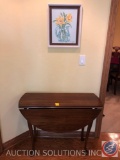 Framed Sunflower Painting Signed By Morgan, Harden Double Drop Side Table Marked 780 Measuring 36
