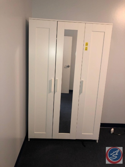 Three Door Cabinet with Mirror Measuring 46" X 19 3/4" X 75"