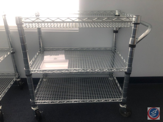 Three Tier NSF Seville Classics Inc Wire Cart on Casters Measuring 30" X 18" X 32 1/2"