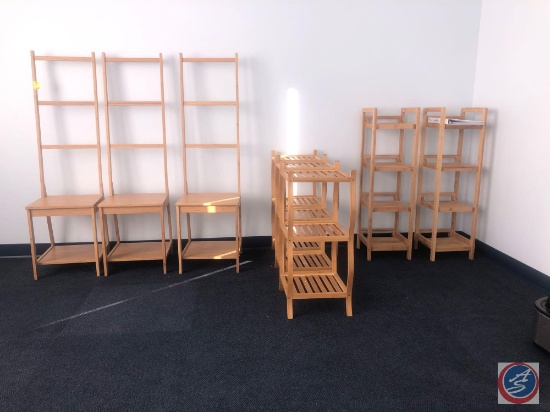 {{8X$BID}} (3) IKEA Ragrund Chairs Measuring 55" Tall Model No. 1521, (3) Three Tier Side Tables
