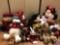Assorted Stuffed Toys Including Raggedy Ann, Mickey Mouse, Minnie Mouse, Santa Claus, Monkey Holding