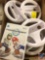 Wii Mario Kart Game and (4) Steering Wheel Accessories
