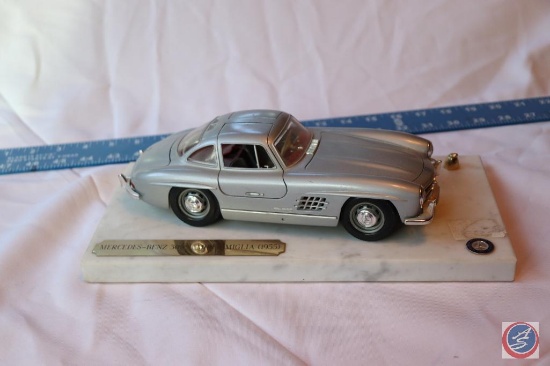 Replica 1955 Mercedes-Benz 300SL Mille Miglia with Pen Stand and Mounted On Marble Slab