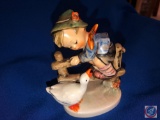 M.I. Hummel 1952 Boy Climbing Fence with Duck Figurine Also Marked 1941