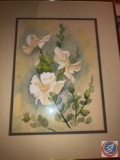 Framed Painting Signed S, Framed Water Color Painting Signed M. Raybeck and Framed Hummingbird Print