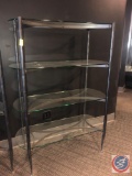 Four Tier Glass and Metal Pan Shelf Measuring 20