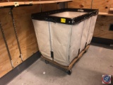 Mail/Laundry Cart with Wooden Base on Casters Measuring 26