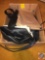 Perlina Black Leather Handbag, (2) Black Leather Handbags [[NO MARKINGS]], Grey Clutch with Handle
