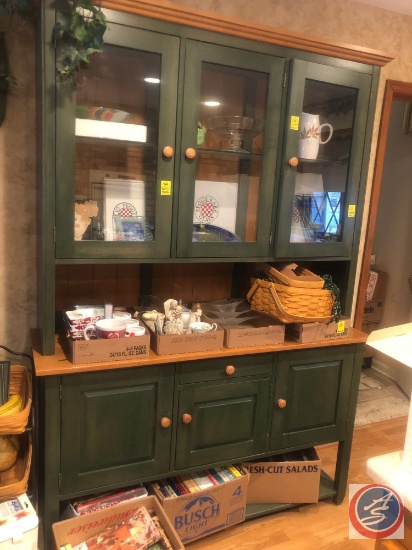 2-Piece Kitchen Buffet Hutch with Three Tiers and Six Cabinet Doors Bottom Measuring 57" X 18" X 34