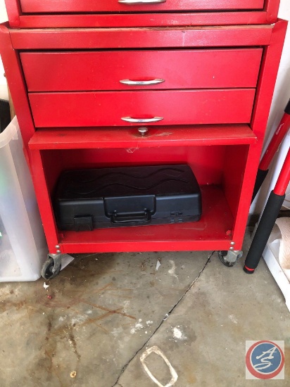 Tool Box Base with Two Drawers and One Cabinet on Wheels Measuring 24" X 13 1/2" X 29"