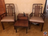 {{5X$BID}} (2) Vintage Arm Chairs, (2) Side Table Measuring 20
