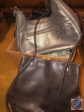 Fossil Beige Genuine Leather Handbag Marked No. 75082, Rolfs Silver Metallic Genuine Leather