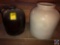 Antique Stoneware Whiskey Jug and Stoneware Canister No Lid