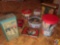 Vintage Canister Marked The Improved Bon-Ton Corset, (2) Coca-Cola For Sparkling Holidays Serving