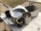 Aluminum Sauce Pan No. 2031, Vollrath 7 1/2 Qt. Skillet No. 68737, Cutlery Container, Vollrath