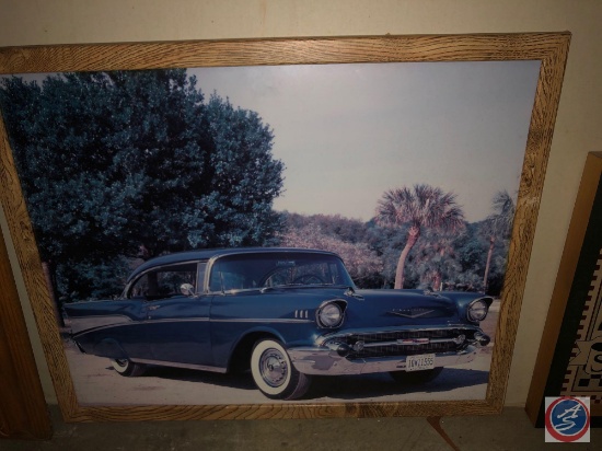 Framed Photograph of 1957 Chevrolet Framed by Hook St. Chateaux Galleries 1985 Measuring 21 1/4" X