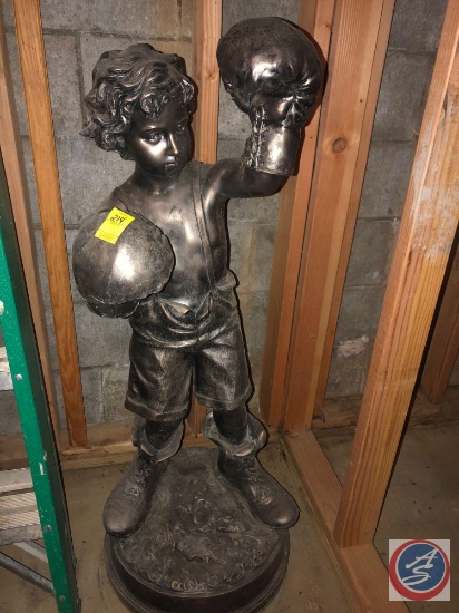 Resin Statue of Little Box in Boxing Stance Measuring 45" Tall