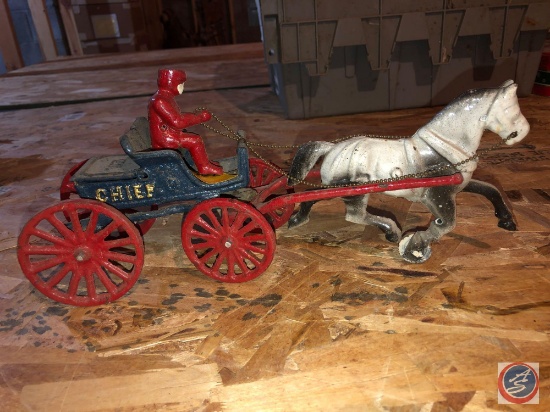 Vintage Cast Fire Department Horse and Buggy